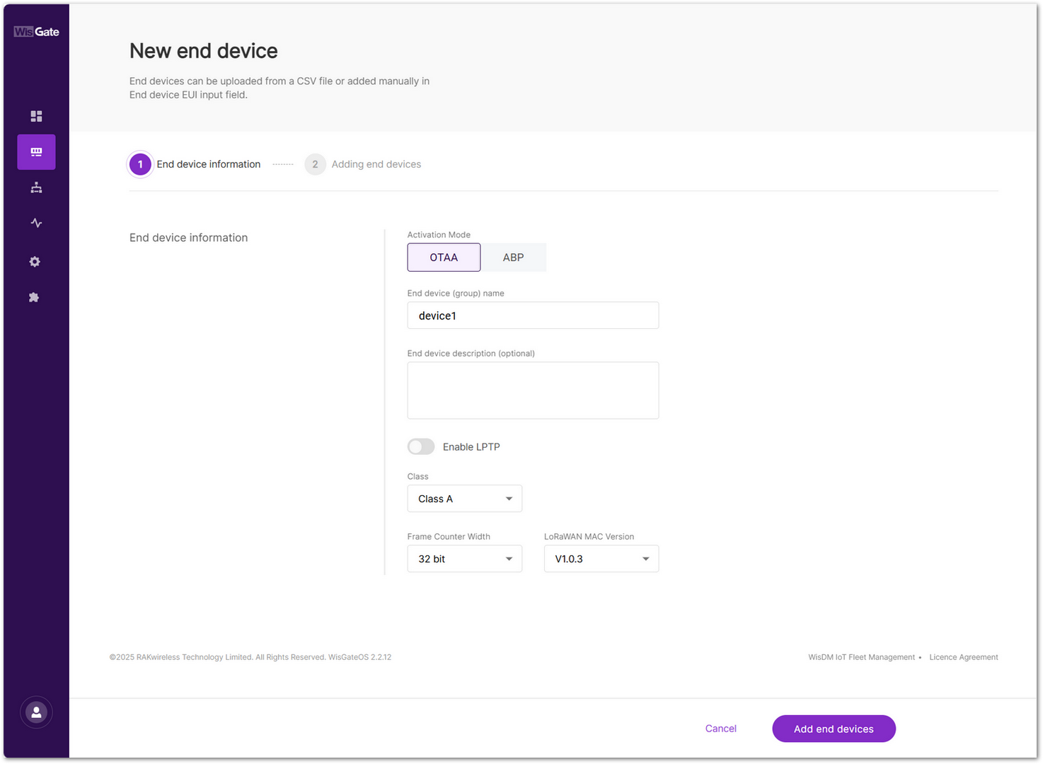 End Device OTAA Configuration