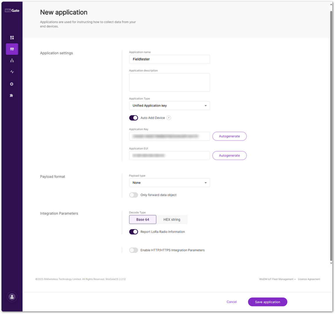 New Application Data Fields