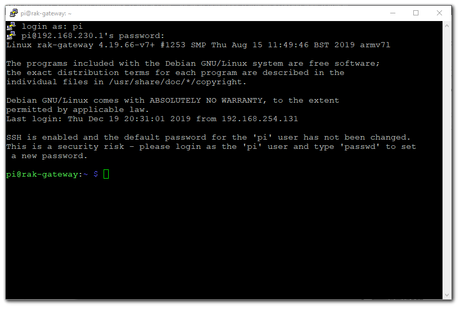 Command line after log in