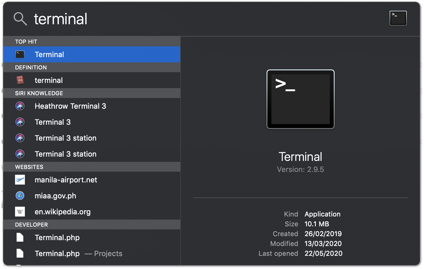 Opening terminal in Mac OS