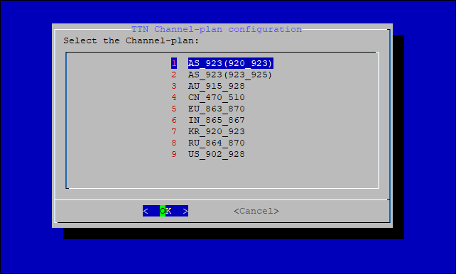 Selecting the TTN channel plan
