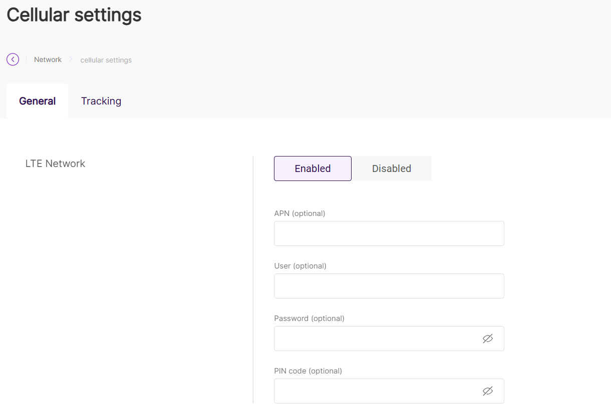 Connect through cellular settings