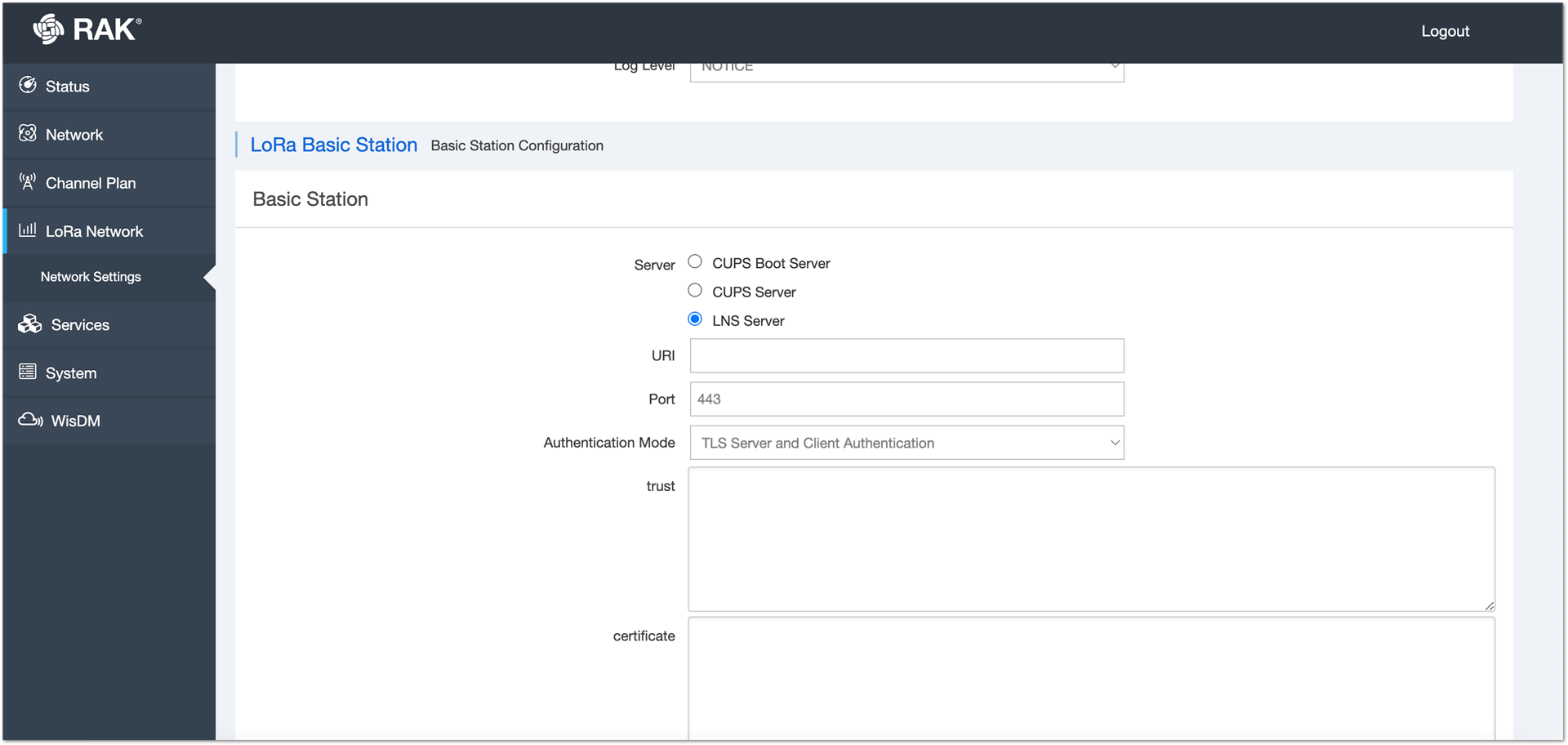 Configure Network Mode to Basic Station