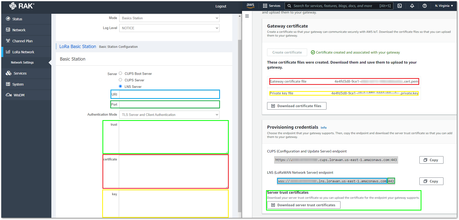 Configure URI, Port and Authentication Mode
