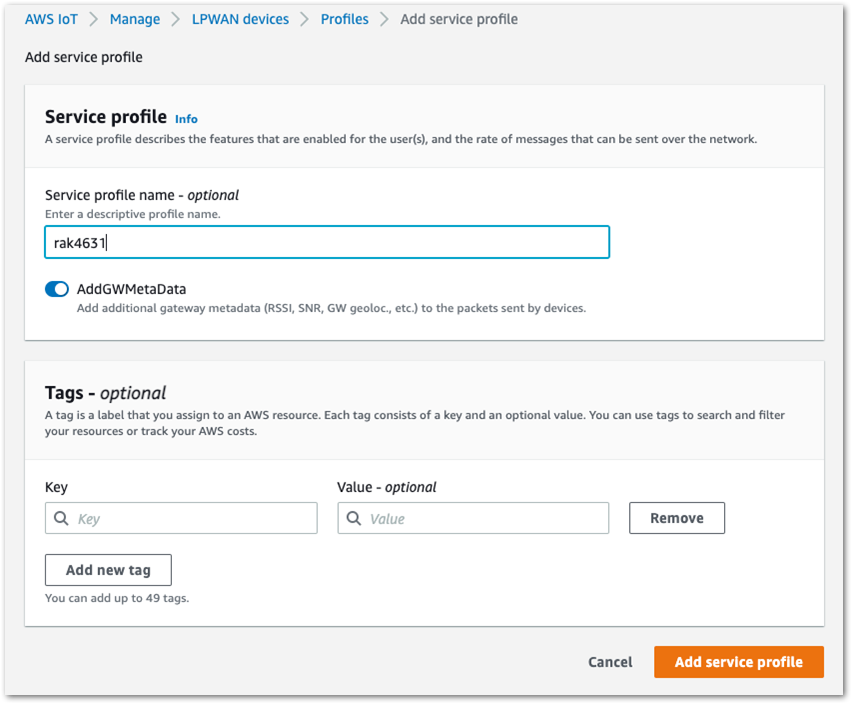 Add the Service Profile
