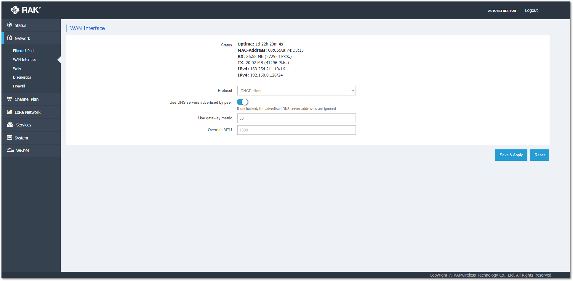 Connect through Ethernet Settings