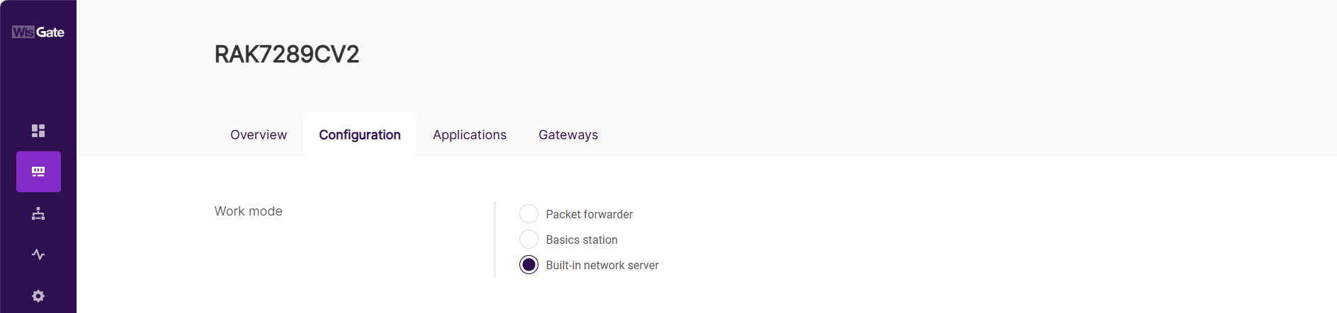 Set the gateway work mode