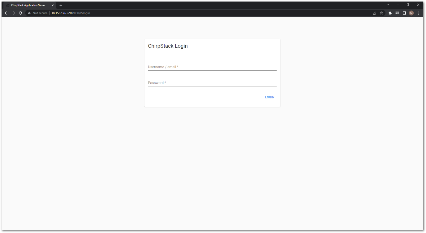 ChirpStack login page