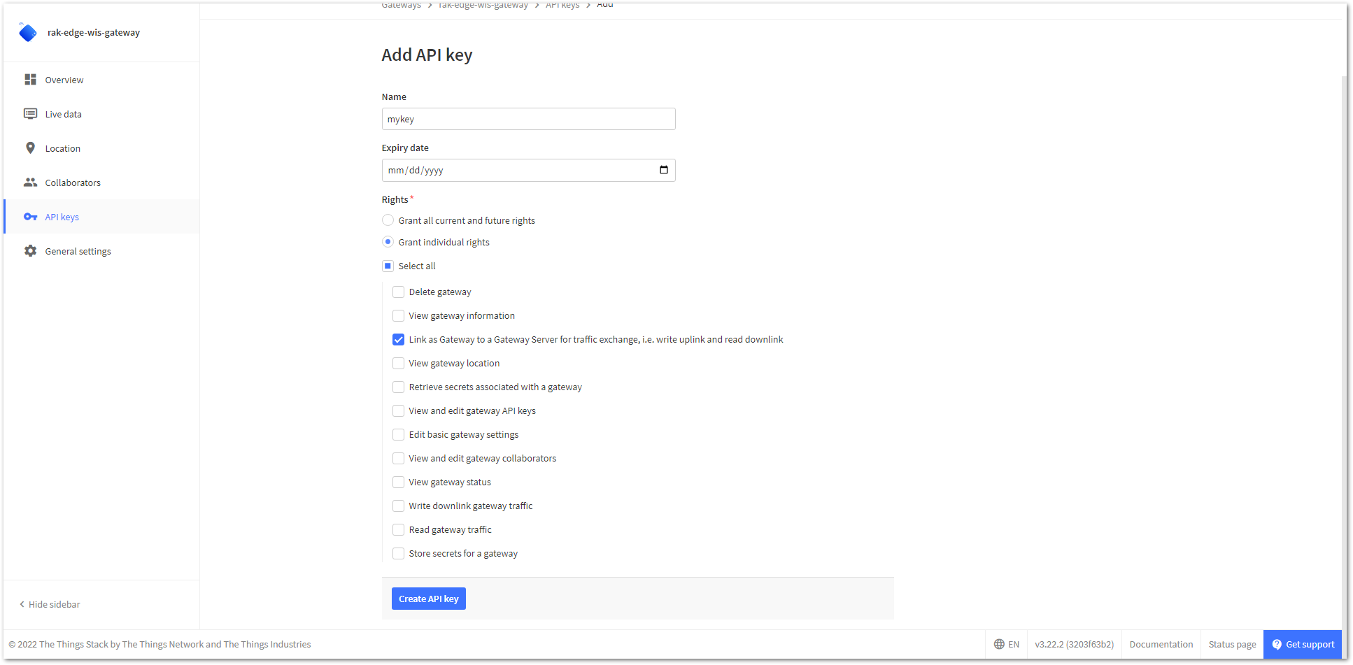 Generating an API key