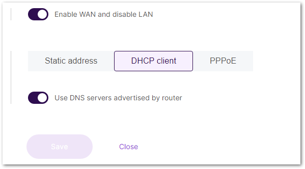 Connect through Ethernet settings