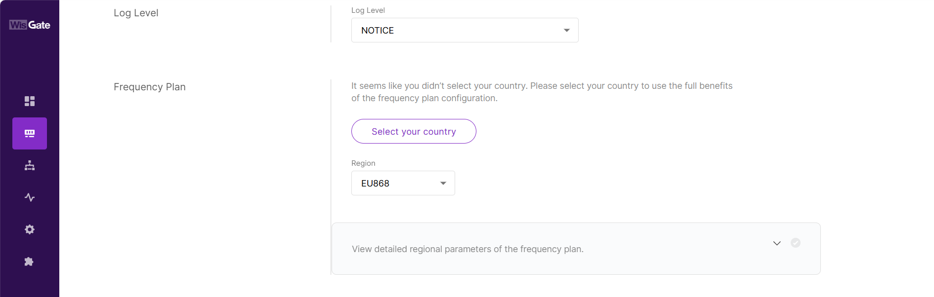 Configure frequency band
