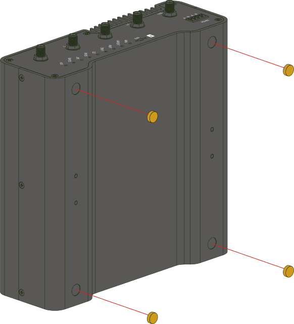 Mounting the feet to the enclosure for desktop placement