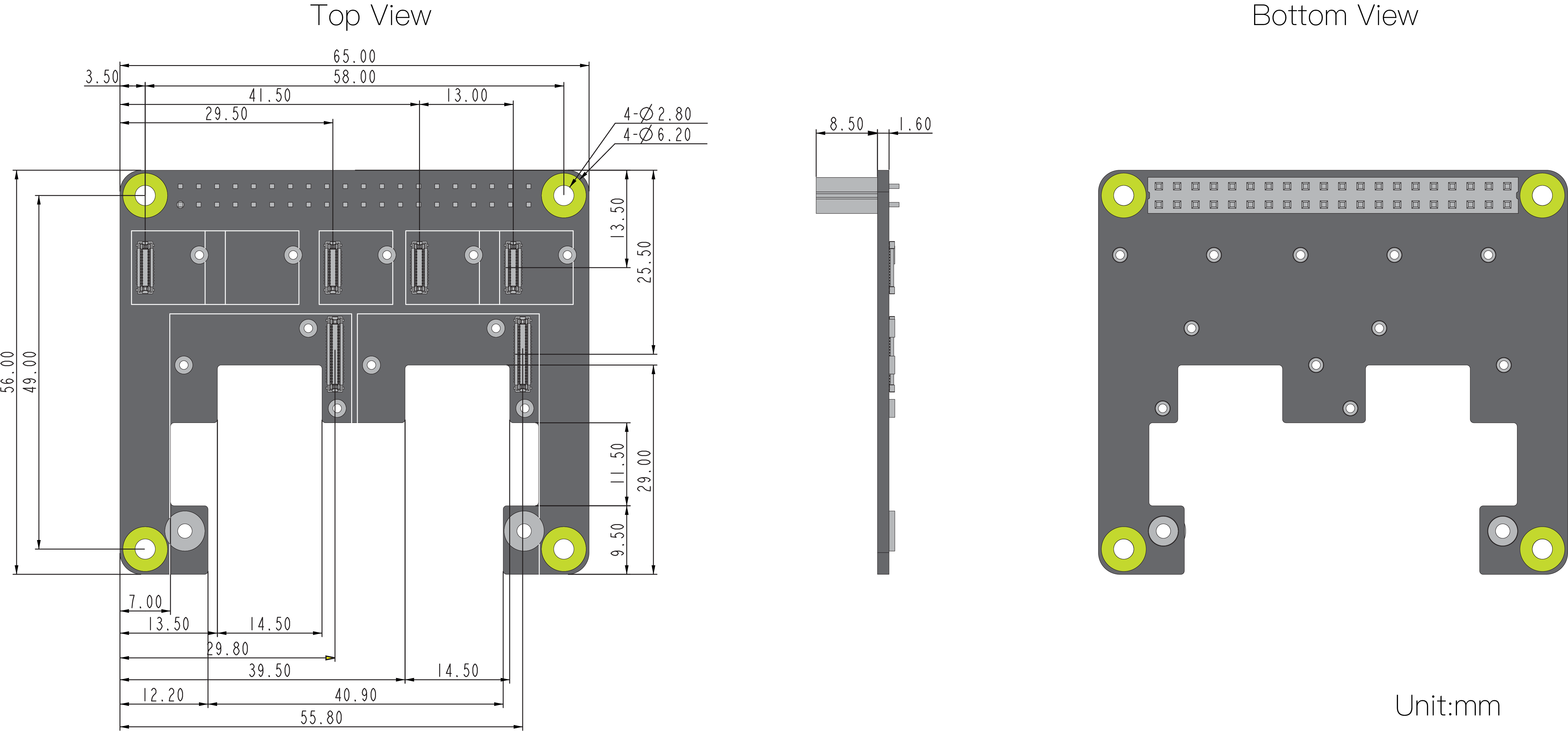 RAK6421 WisBlock Pi Hat Mechanical Drawing