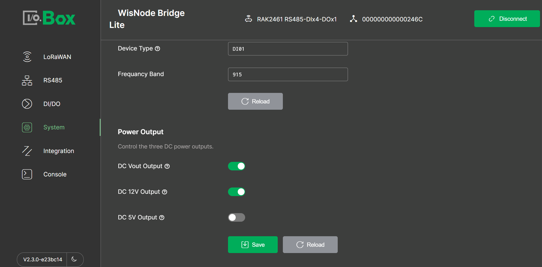 Enable the power outputs