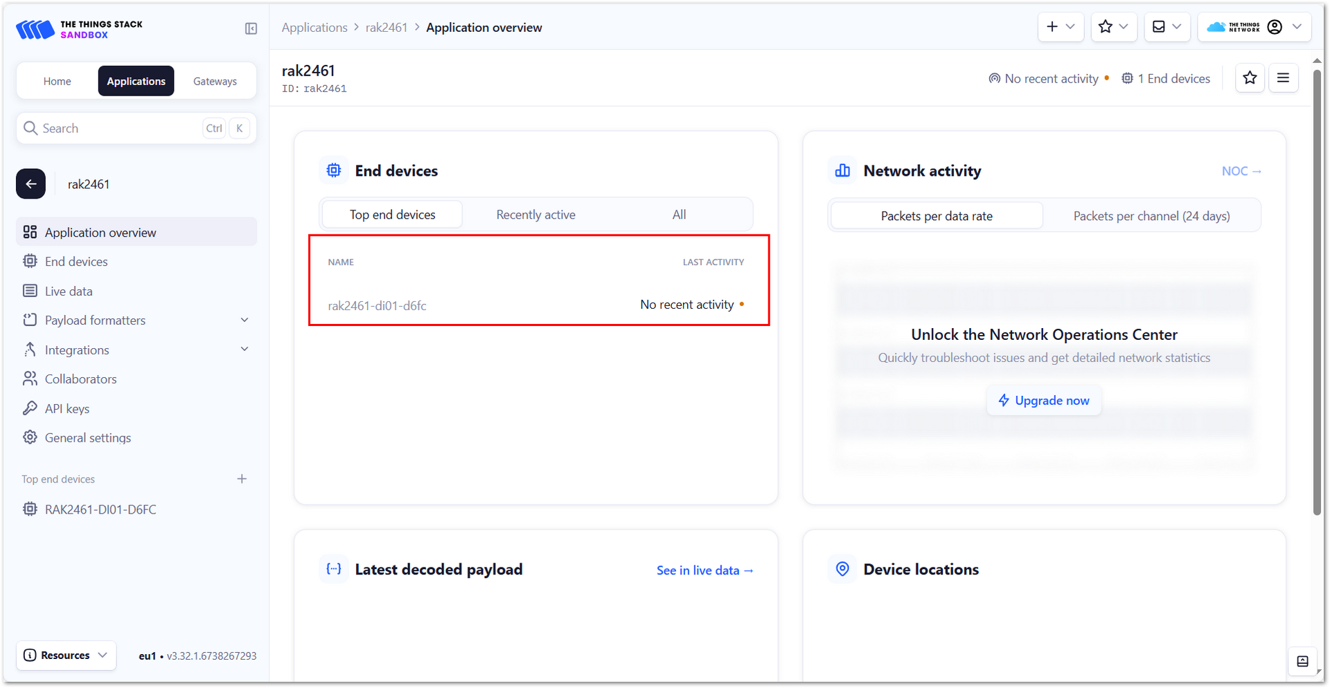 Added device in the TTN