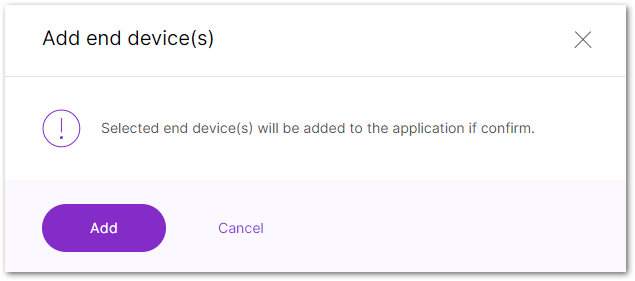 Confirmation message for adding a device