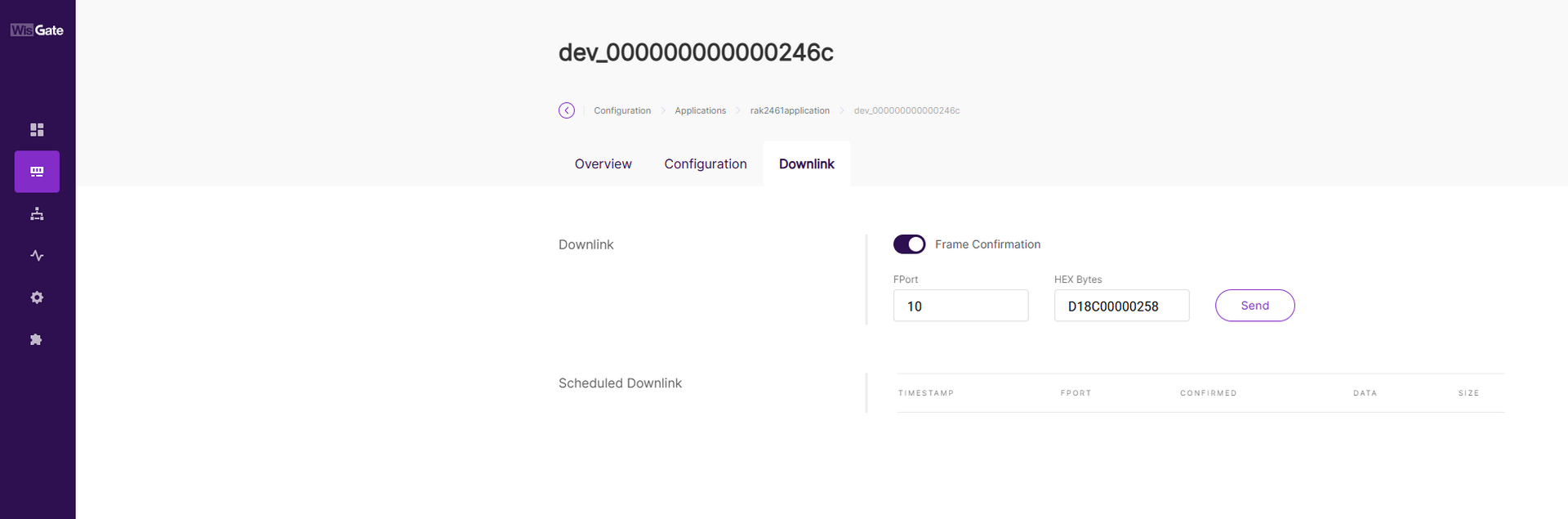 LoRaWAN Downlink built in