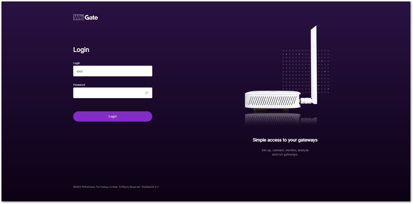 WisGateOS 2 login page