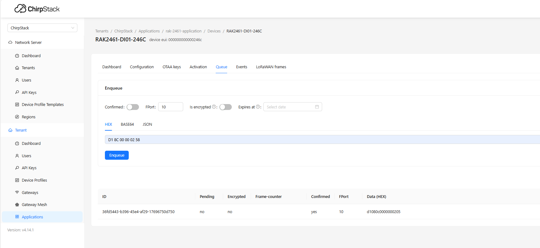 LoRaWAN Downlink ChirpStack