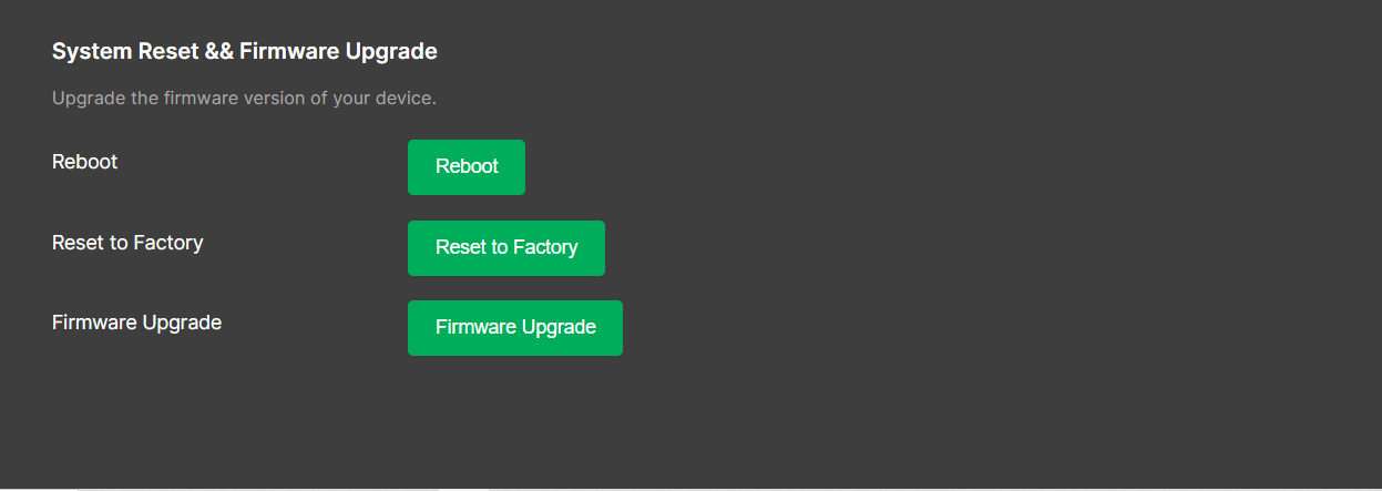 System reset & firmware upgrade