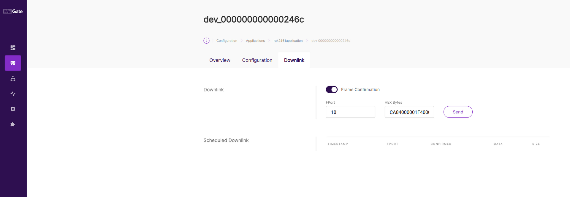 LoRaWAN Downlink built in