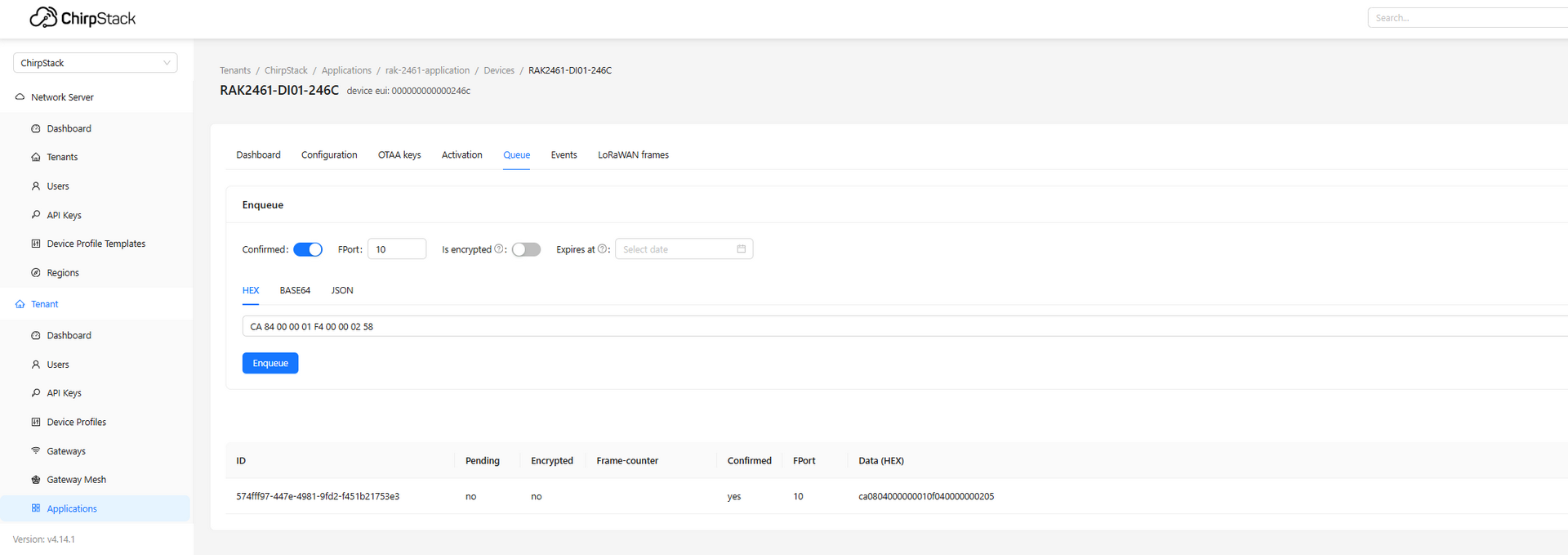 LoRaWAN Downlink ChirpStack