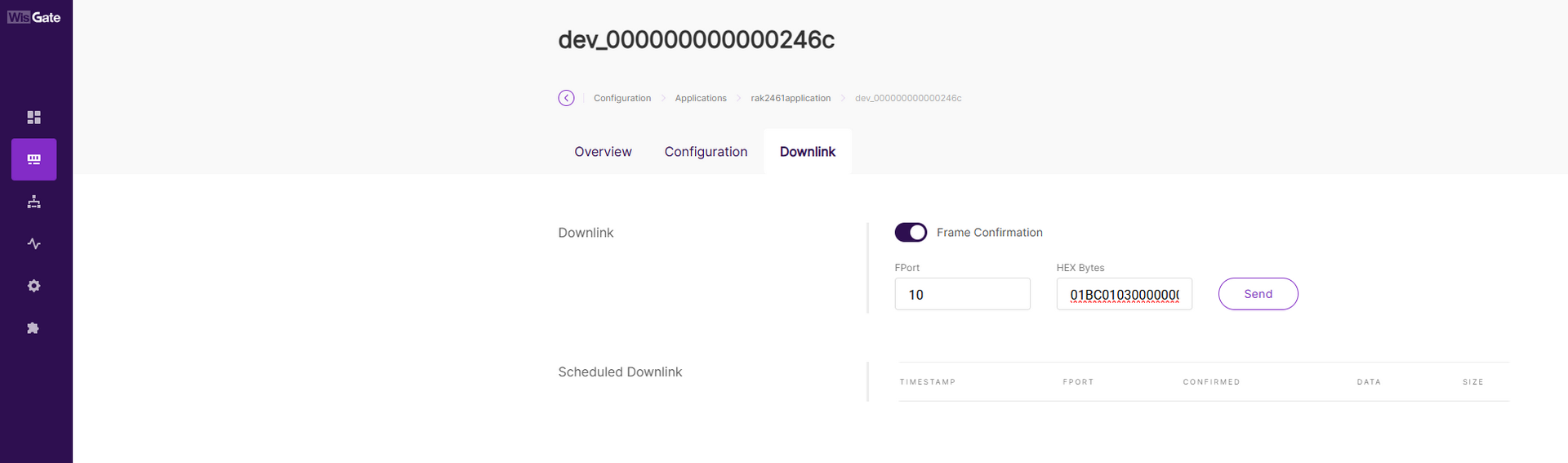 LoRaWAN Downlink built in
