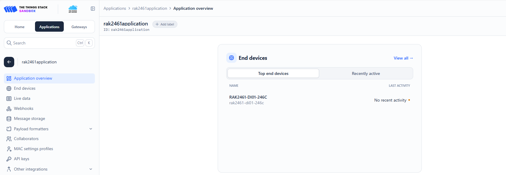 Added device in the TTN