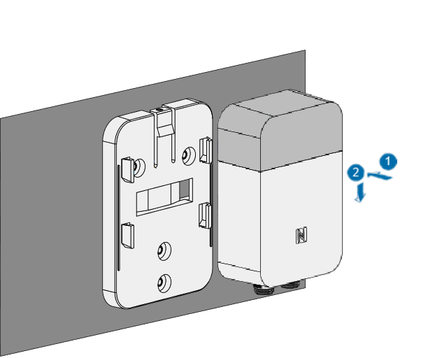 Align the device with the hanging tabs