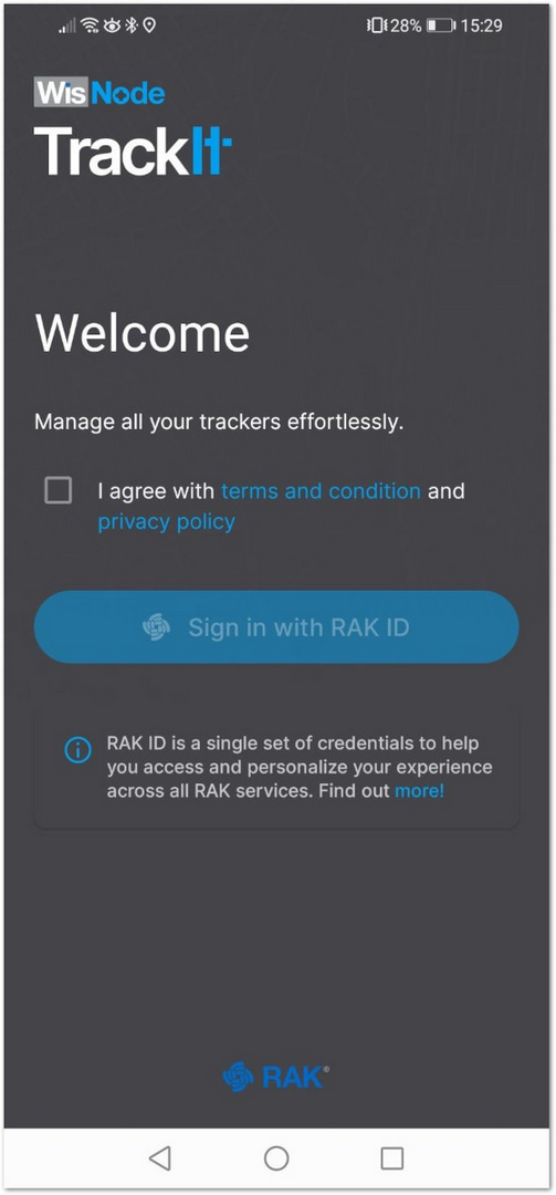 Welcome screen