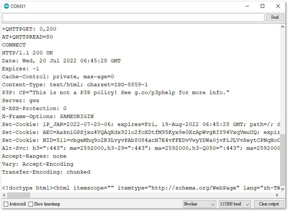 Successful HTTP Get with reply