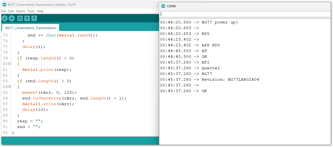UART Passthrough to BG77 Module