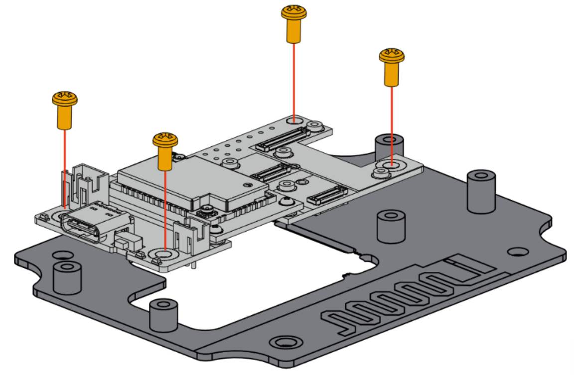Attaching the WisBlock Base board to WisBlock Baseplate with PCB Antenna